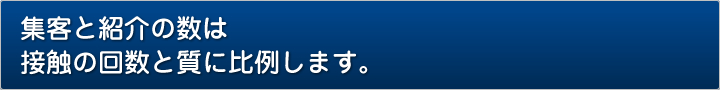 集客と紹介の数は接触の回数と質に比例します。