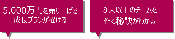 5,000万円を売り上げる成長プランが描ける、８人以上のチームを作る秘訣がわかる

